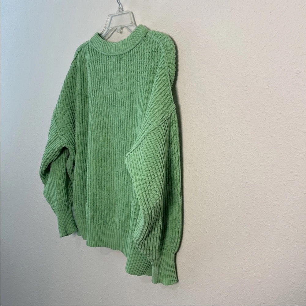 Aerie Crewneck Ribbed Tight Knit Sweater Fresh Green Women’s XS Oversized - Picture 9 of 11